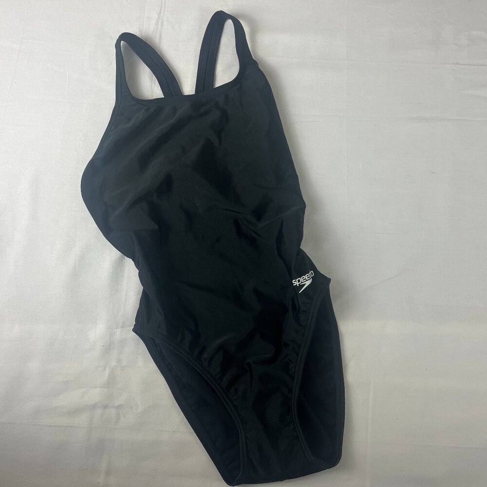 Speedo NWOT One Piece Swimsuit Size 6 / 32 Black, Logo, "Pro LT", Fully Lined